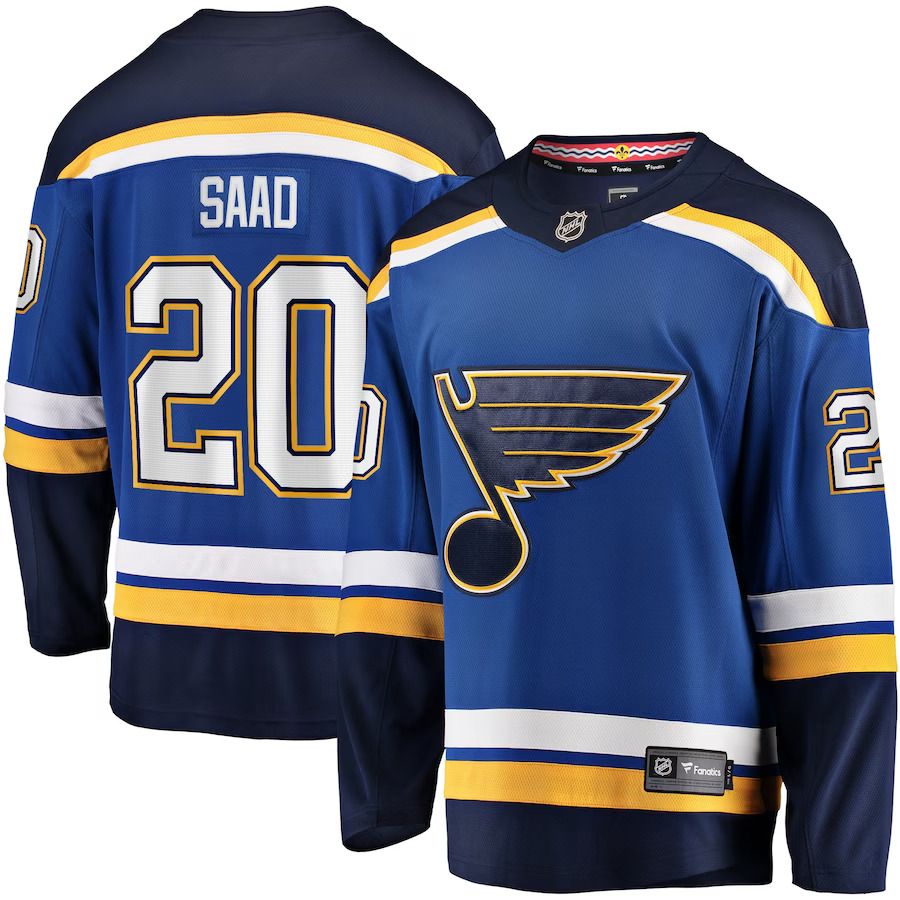 Men St. Louis Blues #20 Brandon Saad Fanatics Branded Blue Home Breakaway Player NHL Jersey
